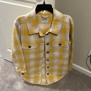 Old Navy Yellow Plaid Shirt Jacket